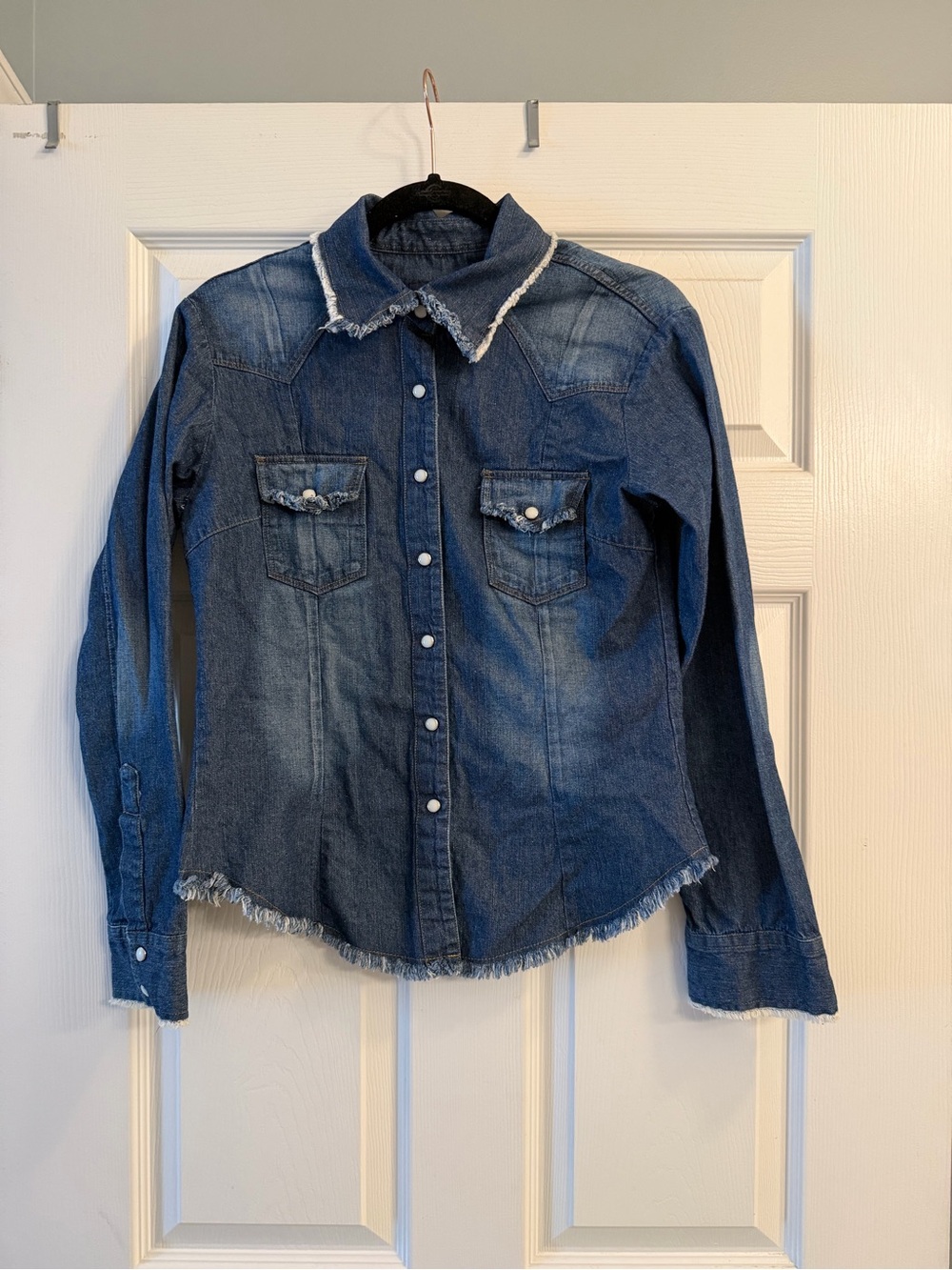 ONA SAEZ Jeans Distressed Denim Button-Up